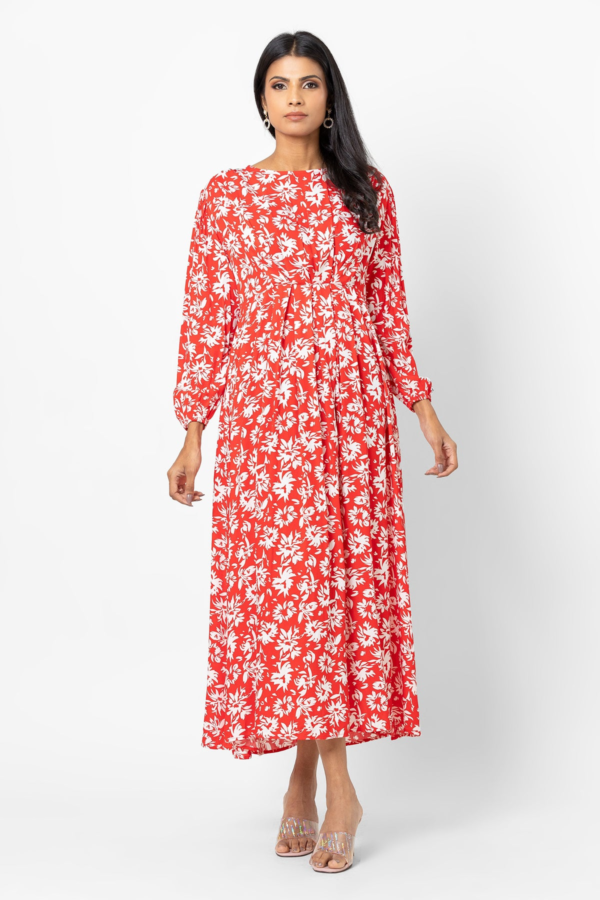 Hada Women's Long Sleeve Printed Casual Dress