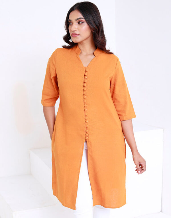 Button Down Kurtha with Mandarin Collar - Image 6