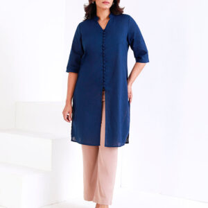 Button Down Kurtha with Mandarin Collar