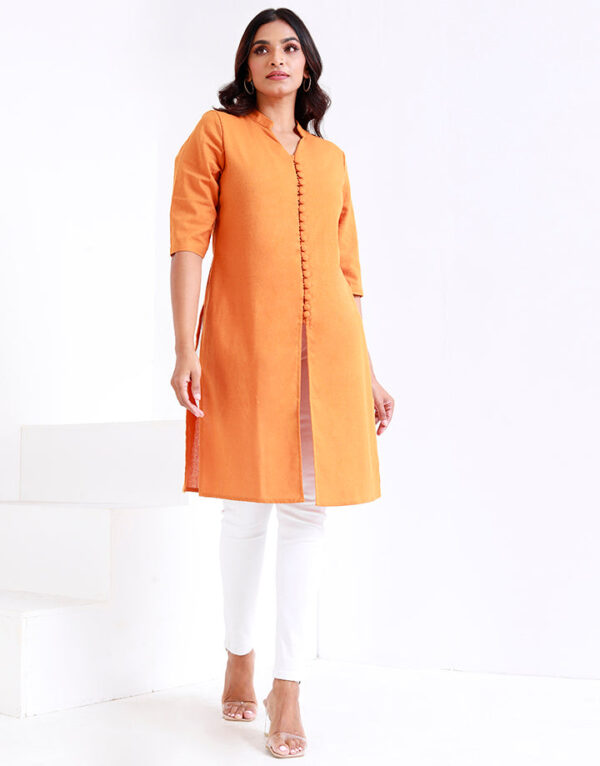 Button Down Kurtha with Mandarin Collar - Image 2
