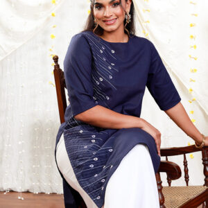 Round Neck Kurtha with Embroidery
