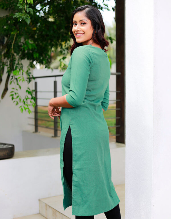 Round Neck Kurtha with Embroidery - Image 4