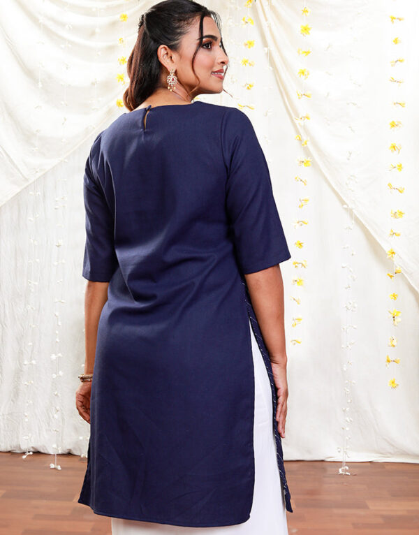 Round Neck Kurtha with Embroidery - Image 11