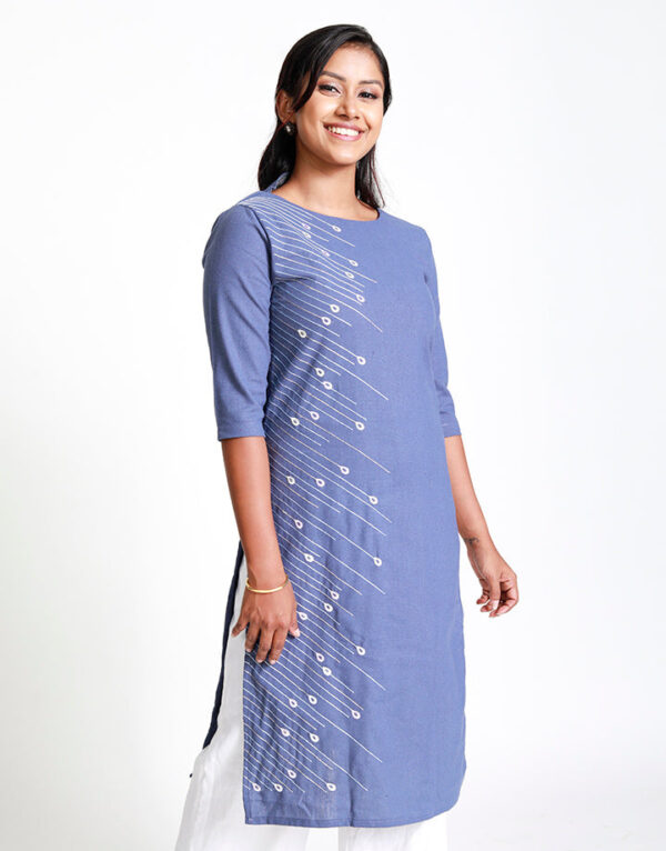 Round Neck Kurtha with Embroidery - Image 6