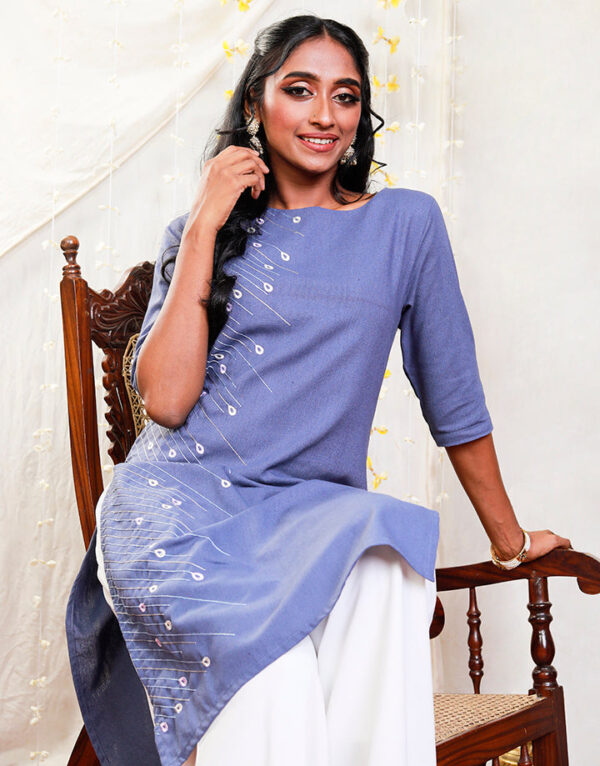 Round Neck Kurtha with Embroidery - Image 5