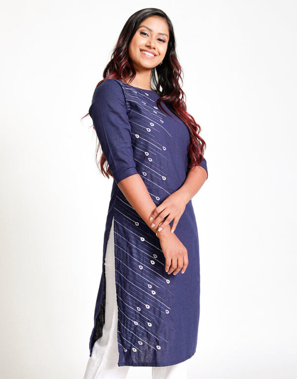 Round Neck Kurtha with Embroidery - Image 7