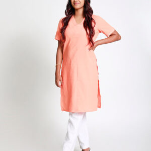 V-Neck Kurtha with Short Sleeves