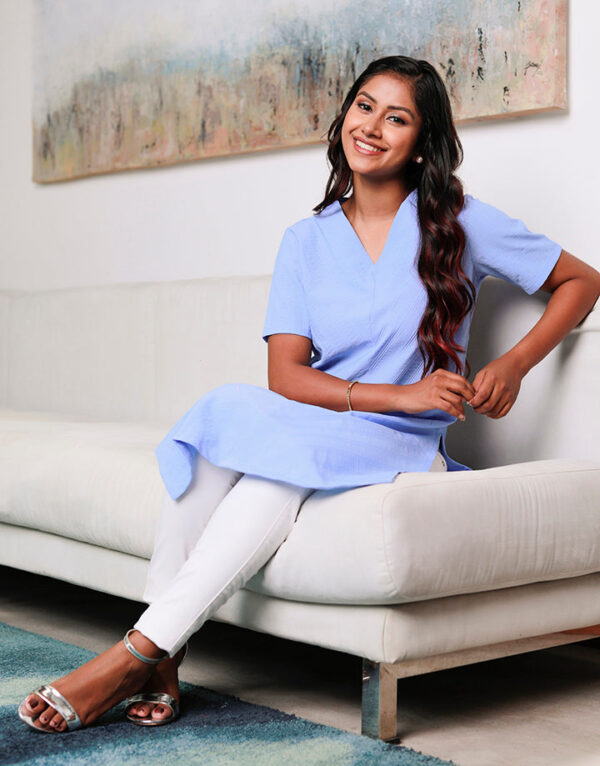 V-Neck Kurtha with Short Sleeves - Image 3