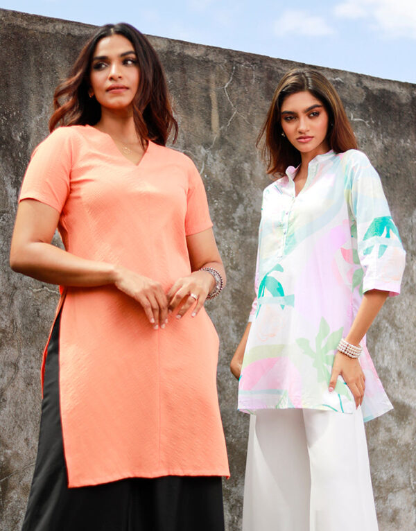 V-Neck Kurtha with Short Sleeves - Image 7