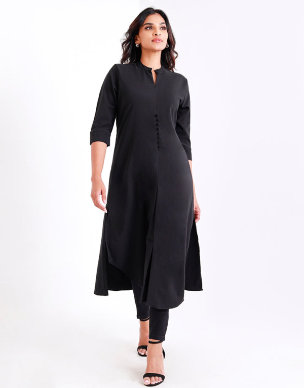 Mandarin Collar Kurtha with Front Slit - Image 2