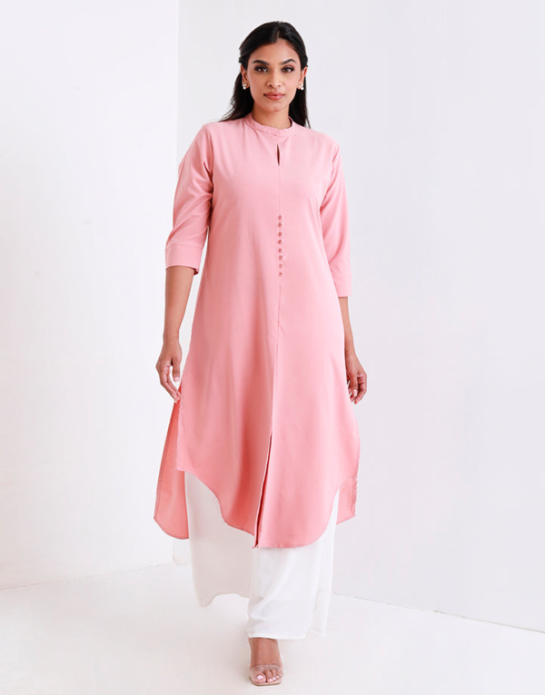 Mandarin Collar Kurtha with Front Slit - Image 4