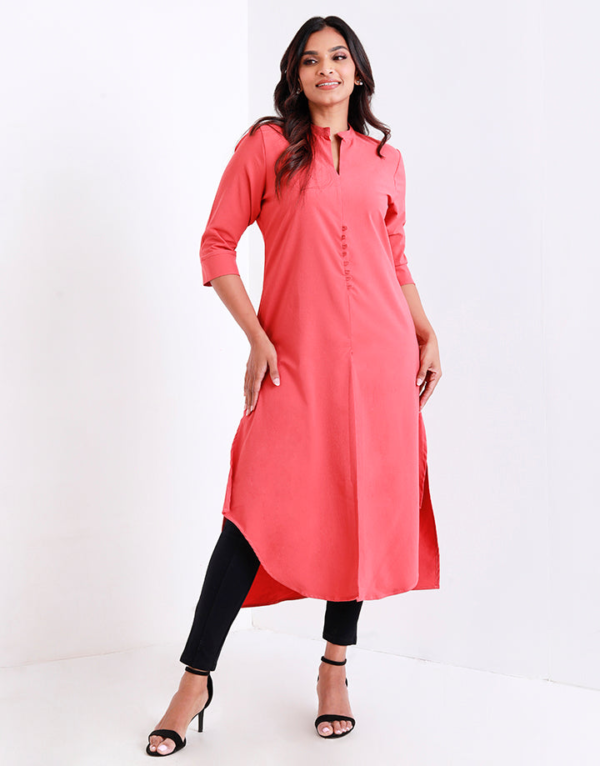 Mandarin Collar Kurtha with Front Slit - Image 6