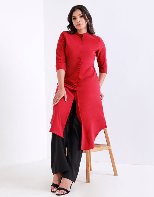 Mandarin Collar Kurtha with Front Slit - Image 7